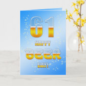 Happy Beer day 61st birthday card Kaart (Gele Bloem)