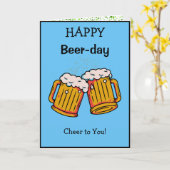 Happy Beer-Day Fun Verjaardag Kaart (Gele Bloem)