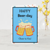 Happy Beer-Day Leuke Verjaardag Kaart (Gele Bloem)