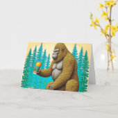 Happy Beer-day Verjaardagspun Bigfoot Kaart (Gele Bloem)