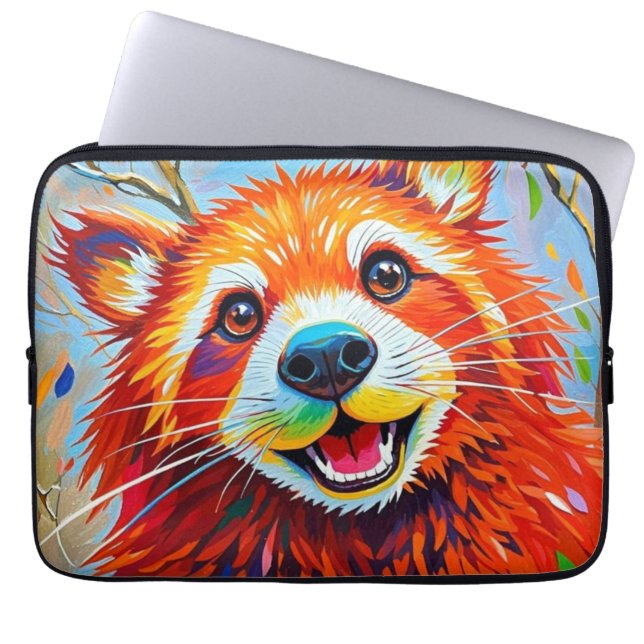 Happy Beer Expressieve abstracte dierenkunst Laptop Sleeve (Voorkant)