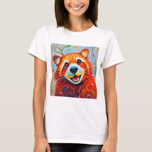 Happy Beer Expressieve abstracte dierenkunst T-shirt (Voorkant)