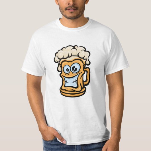 Happy Beer Mok, Cartoon stijl T-shirt (Voorkant)