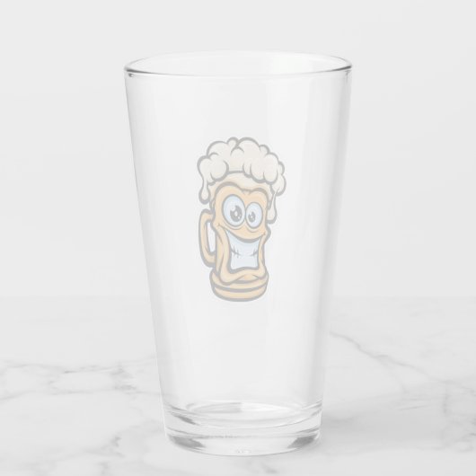 Happy Beer Mok, grappige illustratie Glas (Achterkant)