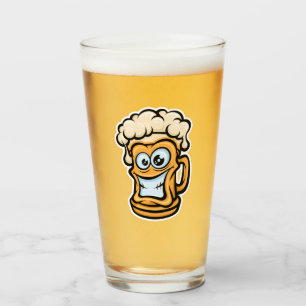 Happy Beer Mok, grappige illustratie Glas