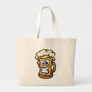 Happy Beer Mok, grappige illustratie Grote Tote Bag
