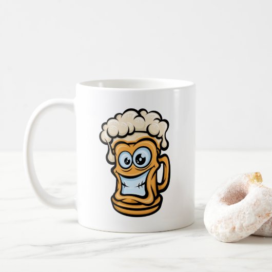 Happy Beer Mok, grappige illustratie Koffiemok (Met donut)