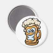 Happy Beer Mok, grappige illustratie Magneet (Voorkant / Achterkant)