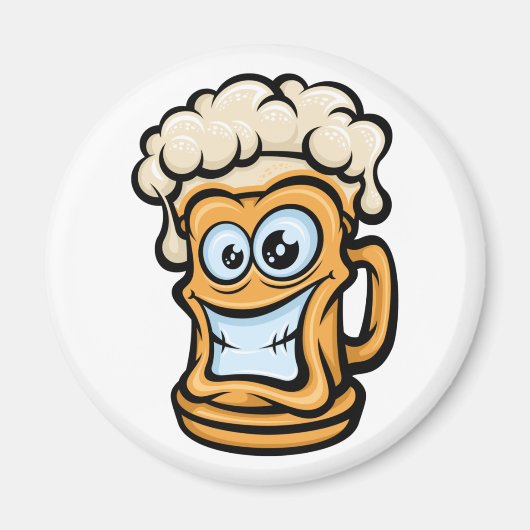 Happy Beer Mok, grappige illustratie Magneet (Voorkant)