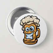 Happy Beer Mok, grappige illustratie Ronde Button 7,6 Cm (Voorkant /achterkant)