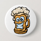 Happy Beer Mok, grappige illustratie Ronde Button 7,6 Cm (Voorkant)