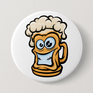 Happy Beer Mok, grappige illustratie Ronde Button 7,6 Cm