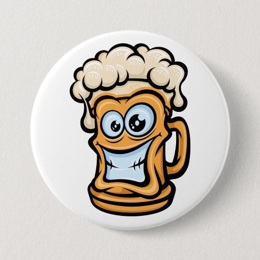Happy Beer Mok, grappige illustratie Ronde Button 7,6 Cm (Voorkant)