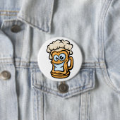 Happy Beer Mok, grappige illustratie Ronde Button 7,6 Cm (In situ)