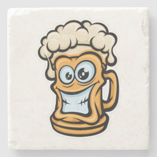 Happy Beer Mok, grappige illustratie Stenen Onderzetter