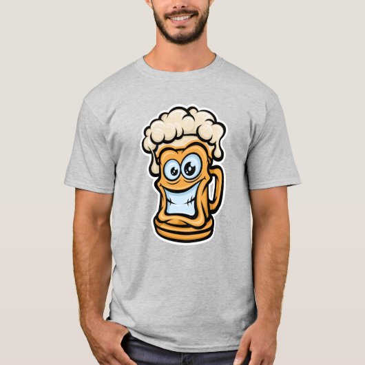 Happy Beer Mok, grappige illustratie T-shirt (Voorkant)