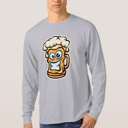 Happy Beer Mok, grappige illustratie T-shirt (Voorkant)