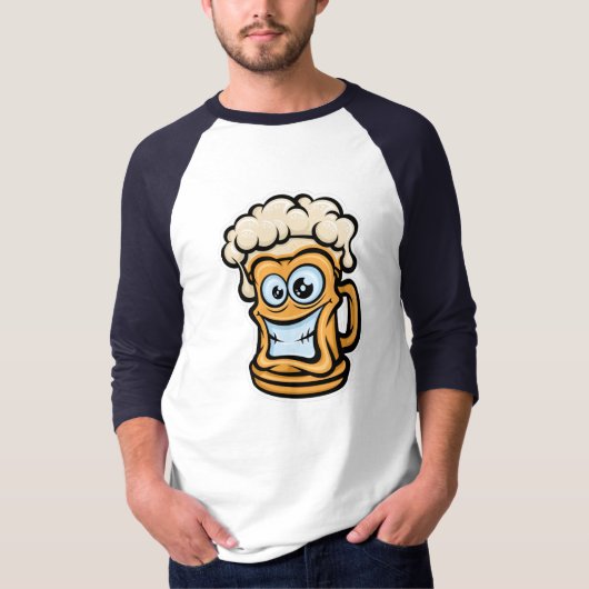 Happy Beer Mok, grappige illustratie T-shirt (Voorkant)