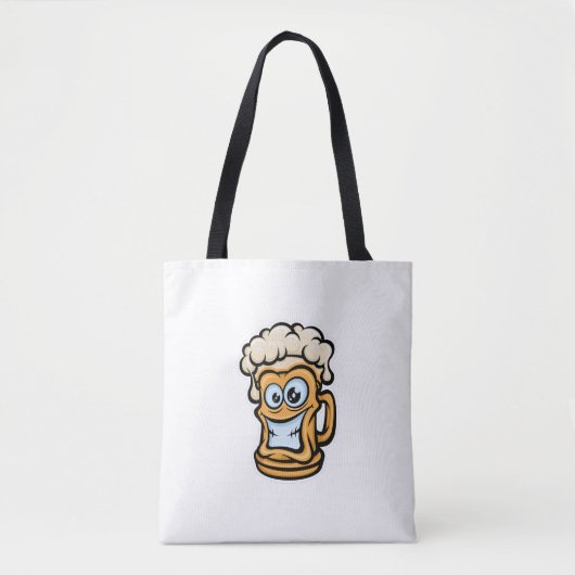 Happy Beer Mok, grappige illustratie Tote Bag (Voorkant)