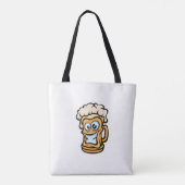 Happy Beer Mok, grappige illustratie Tote Bag (Achterkant)
