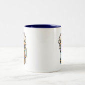 Happy Beer Mok, grappige illustratie Tweekleurige Koffiemok (Center)