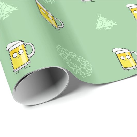 Happy Beer mok stein schuim drink vrolijk alcohol Cadeaupapier (Rol Hoek)