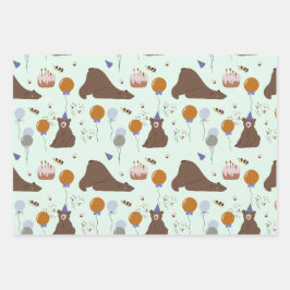 Happy Beer-thday Woodland Beer Verjaardag Inpakpapier Vel