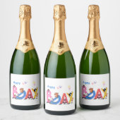 Happy Beer Verjaardag Fles Labels Sparkling Wijnetiket (Flessen)