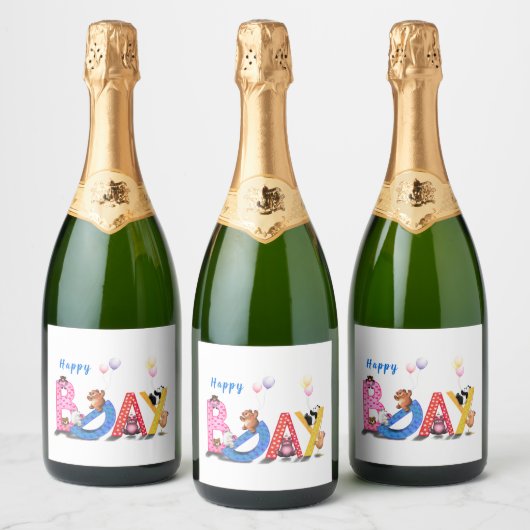 Happy Beer Verjaardag Fles Labels Sparkling Wijnetiket (Flessen)