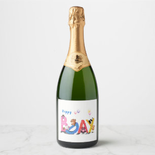 Happy Beer Verjaardag Fles Labels Sparkling Wijnetiket