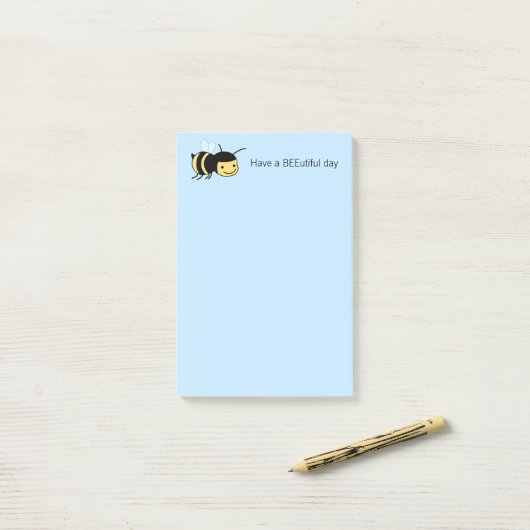 Happy BeeUtiful (Mooi) Dag Blauw Post-it® Notes (Op bureau)