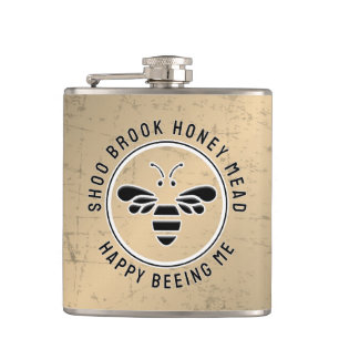HAPPY BEING ME Distressed Beekeeper Mead Flask Heupfles