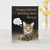 Happy Belated Birthday (aanpasbaar) Kaart (Gele Bloem)