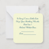 Happy Belated Birthday Notitiekaartje (Achterkant)