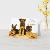 Happy Belated Birthday Shepherd puppies kaart (Gele Bloem)