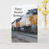 Happy Belated Birthday Train wenskaart Kaart (Gele Bloem)