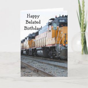 Happy Belated Birthday Train wenskaart Kaart