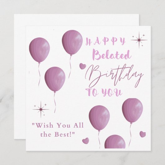 HAPPY Belated Birthday VOOR U Aankondiging (Voorkant / Achterkant)