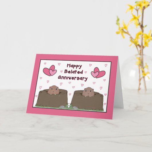 Happy Belated Groundhog Day Jubileum Kaart (Gele Bloem)