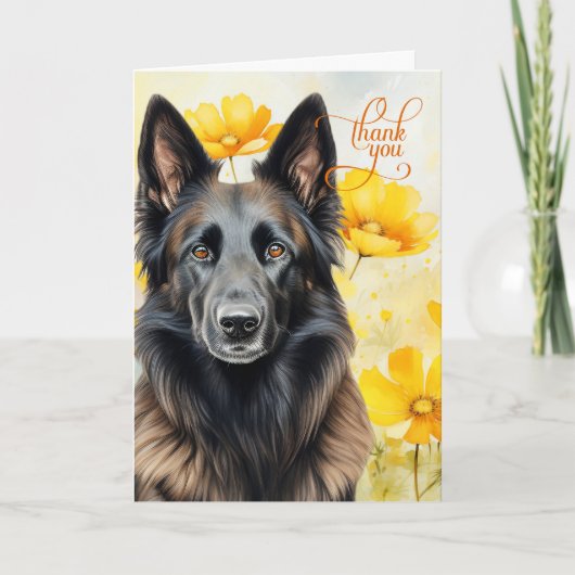 Happy Belgian Tervuren Dog Golden Poppies Bedankkaart (Voorkant)