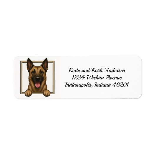 Happy Belgium Malinois Return Address Label (Voorkant)
