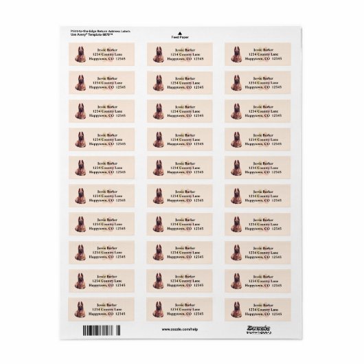 Happy Belgium Malinois Return Address Label (Full Sheet)