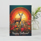 Happy Beltane Deer & Hare Kaart (Staand voorkant)