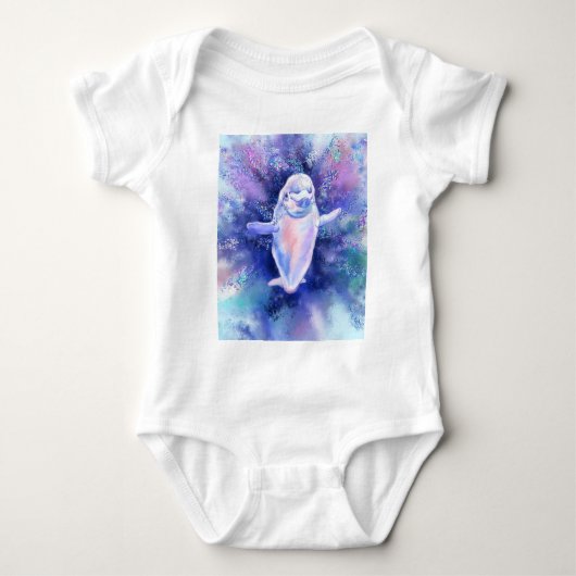 Happy Beluga Whale Baby Bodysuit (Voorkant)