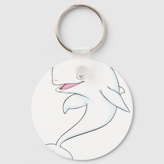 Happy Beluga Whale Cartoon Sleutelhanger (Voorkant)