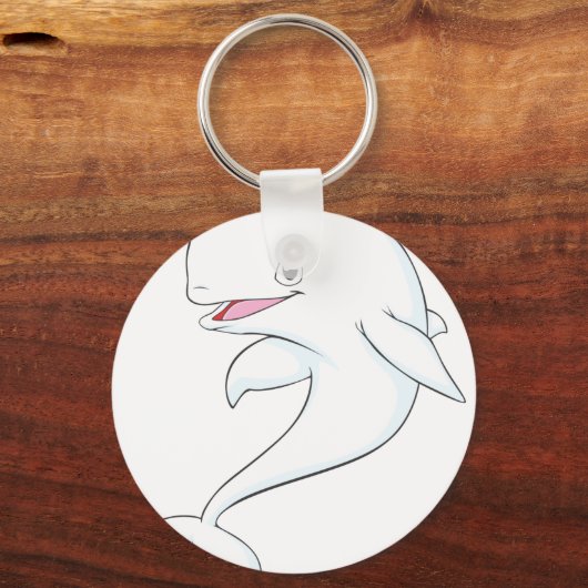 Happy Beluga Whale Cartoon Sleutelhanger (Voorkant)
