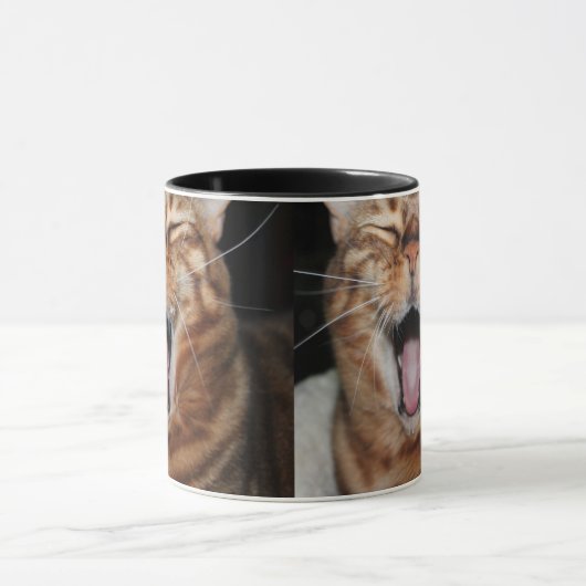 Happy Bengal Cat Photo Mok, voeg je eigen thema to Mok (Midden)