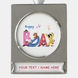 Happy Beren Verjaardag Ornament met aangepaste tek Verzilverd Banner Ornament