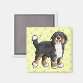Happy Bernese Berghond Cartoon Magnet (Voorkant / Achterkant)