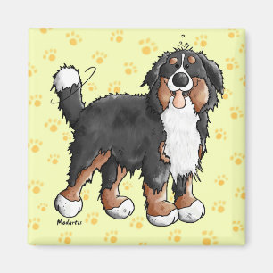 Happy Bernese Berghond Cartoon Magnet